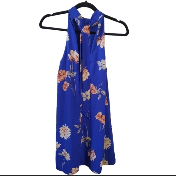 Lulus Darling Dearest Royal Blue Floral Mini Swing Dress Size S - Picture 6 of 10